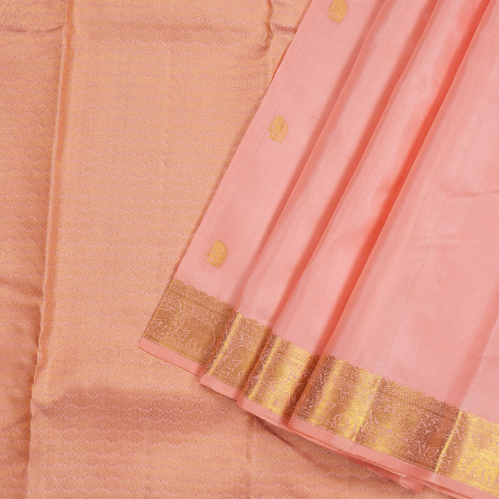 Hayagrivas Peach Pink Handloom Kanjivaram Silk Saree KBE9D1-7