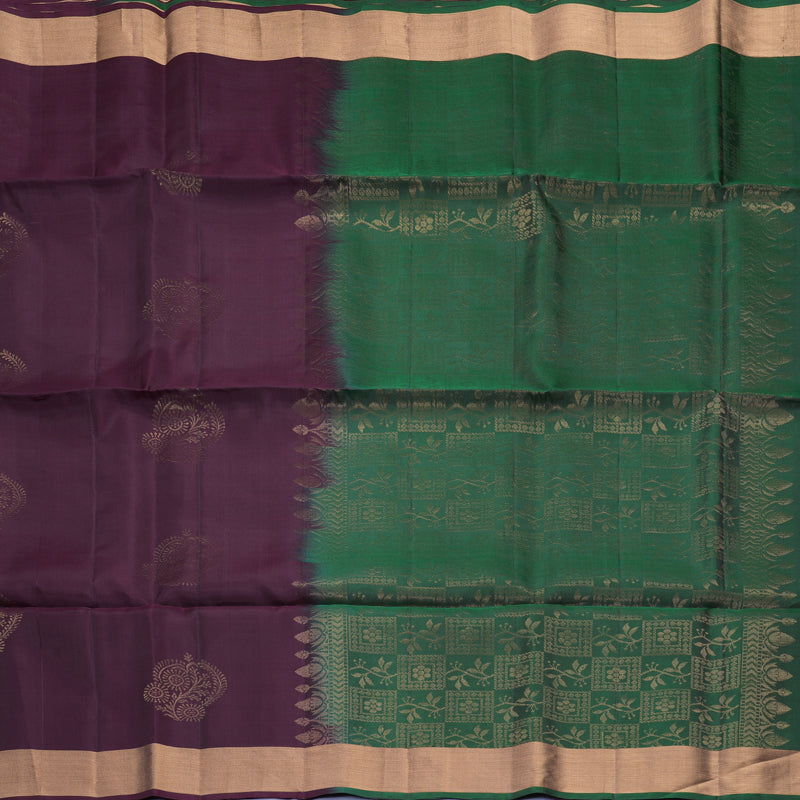 Hayagrivas Deep Plum Handloom Soft Silk Saree KBF1000I1-3