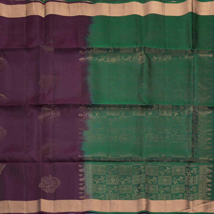 Hayagrivas Deep Plum Handloom Soft Silk Saree KBF1000I1-3