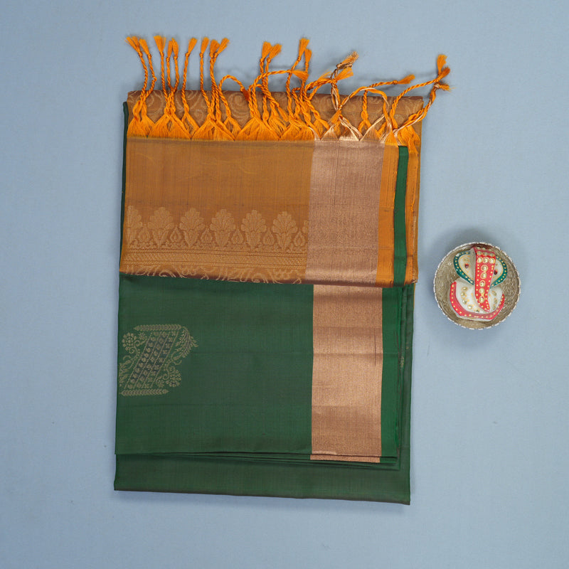 Hayagrivas Bottle Green Handloom Soft Silk Saree KBF1000I1-31