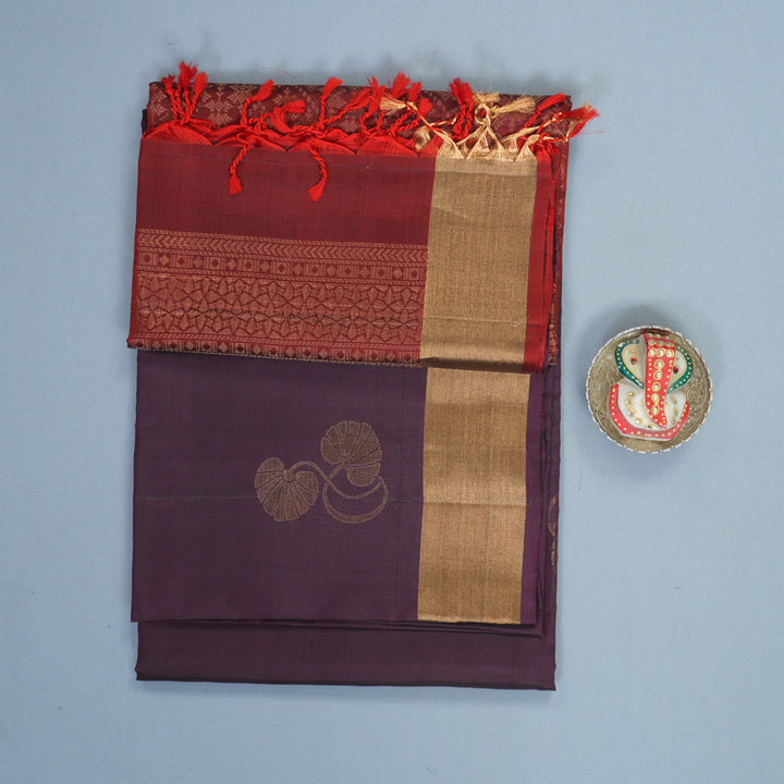 Hayagrivas Deep Jamun Handloom Soft Silk Saree KBF1000I1-5