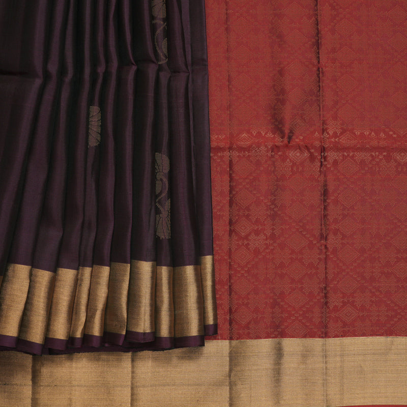 Hayagrivas Deep Jamun Handloom Soft Silk Saree KBF1000I1-5