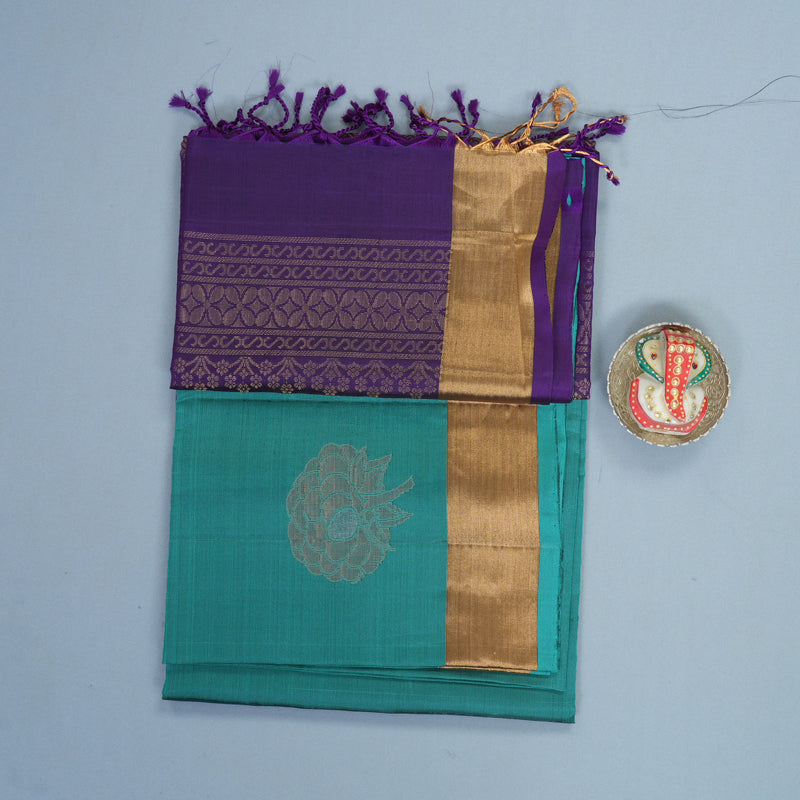 Hayagrivas Teal Green Handloom Soft Silk Saree KBF1000I1-69