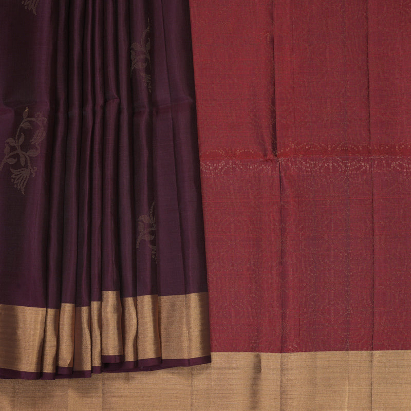 Hayagrivas Burgundy Handloom Soft Silk Saree KBF1000I1-72