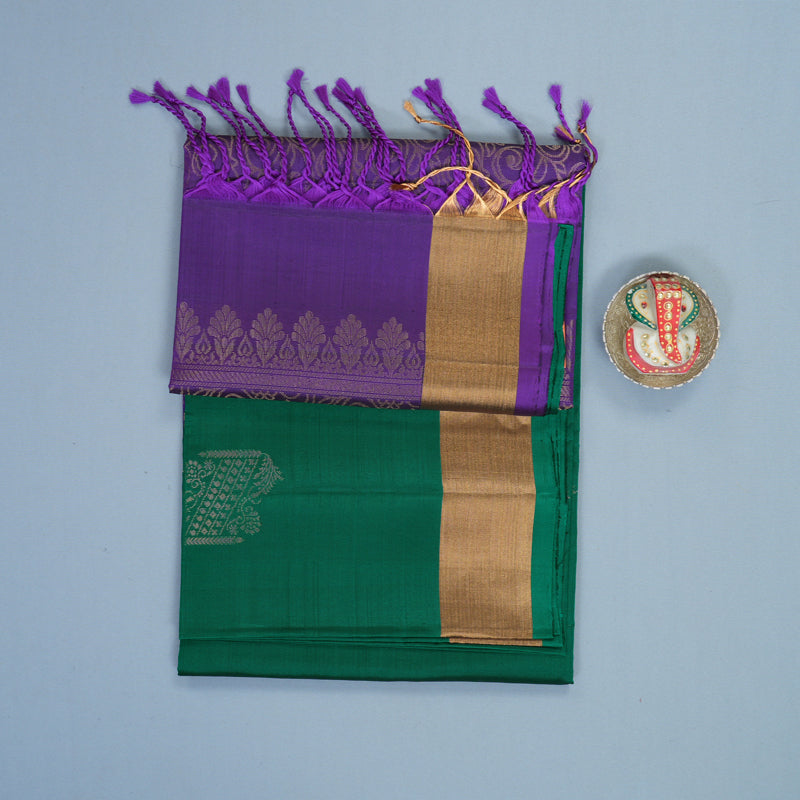 Hayagrivas Emerald Green Handloom Soft Silk Saree KBF1000I1-78
