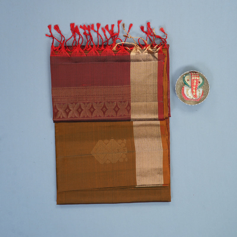Hayagrivas Rust Orange Handloom Soft Silk Saree KBF1000I1-85