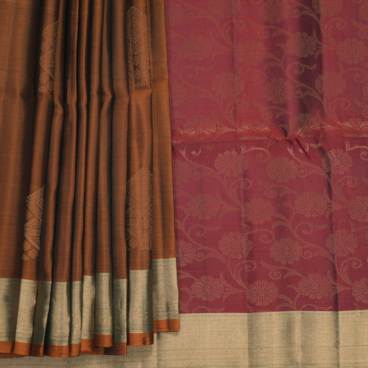 Hayagrivas Rust Orange Handloom Soft Silk Saree KBF1000I1-85