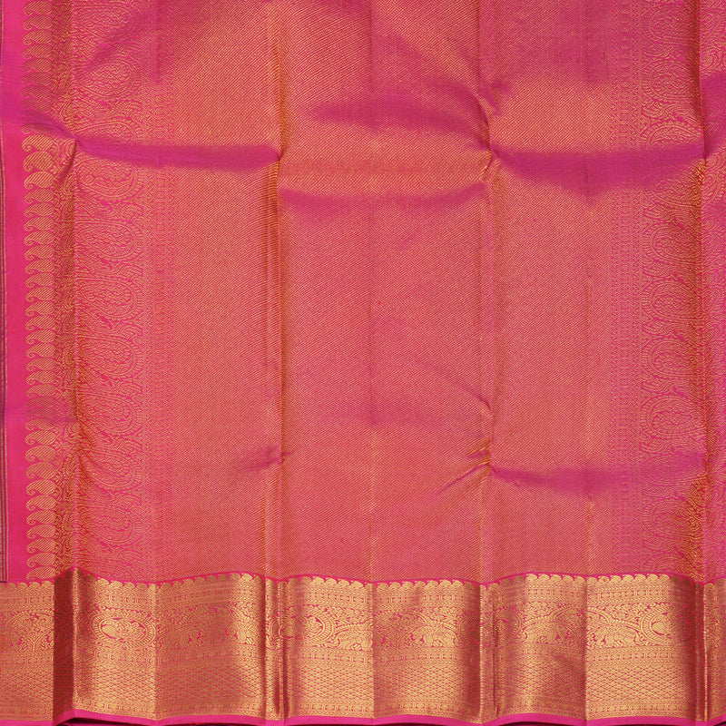 Hayagrivas Handloom Dark Blue Kanjivaram Silk Saree with Rani Pink Border KBF1001I1-1
