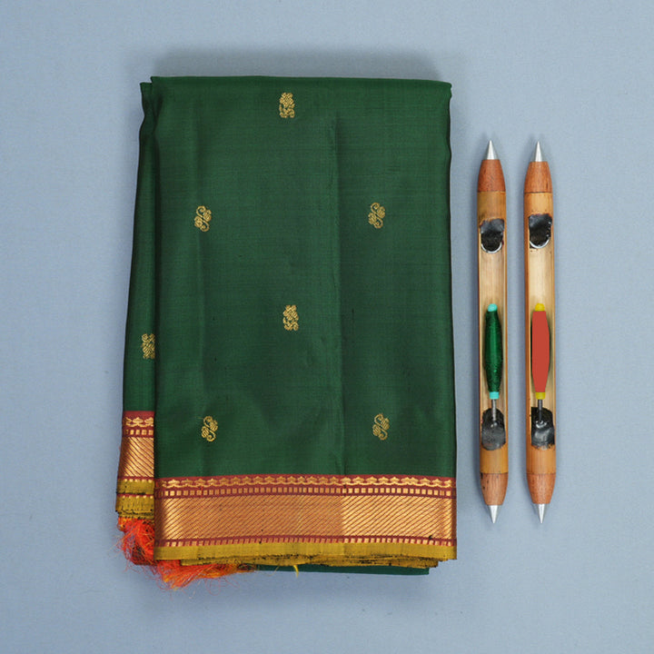Hayagrivas Handloom Bottle Green Kanjivaram Silk Saree KBF1002I1-1