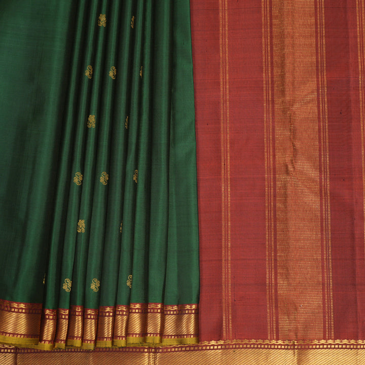 Hayagrivas Handloom Bottle Green Kanjivaram Silk Saree KBF1002I1-1