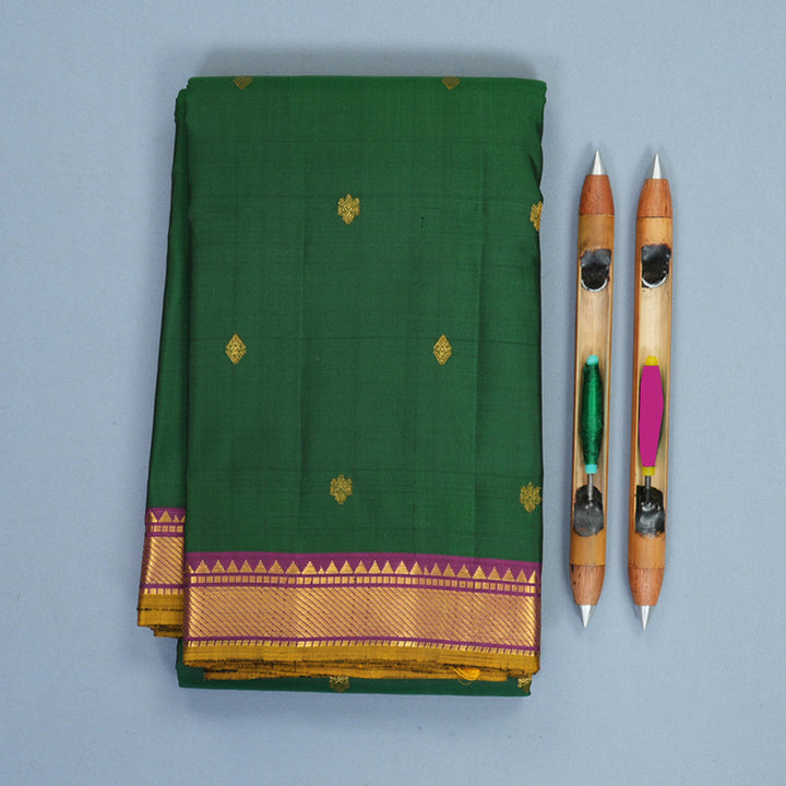 Hayagrivas Handloom Bottle Green Kanjivaram Silk Saree KBF1002I1-2