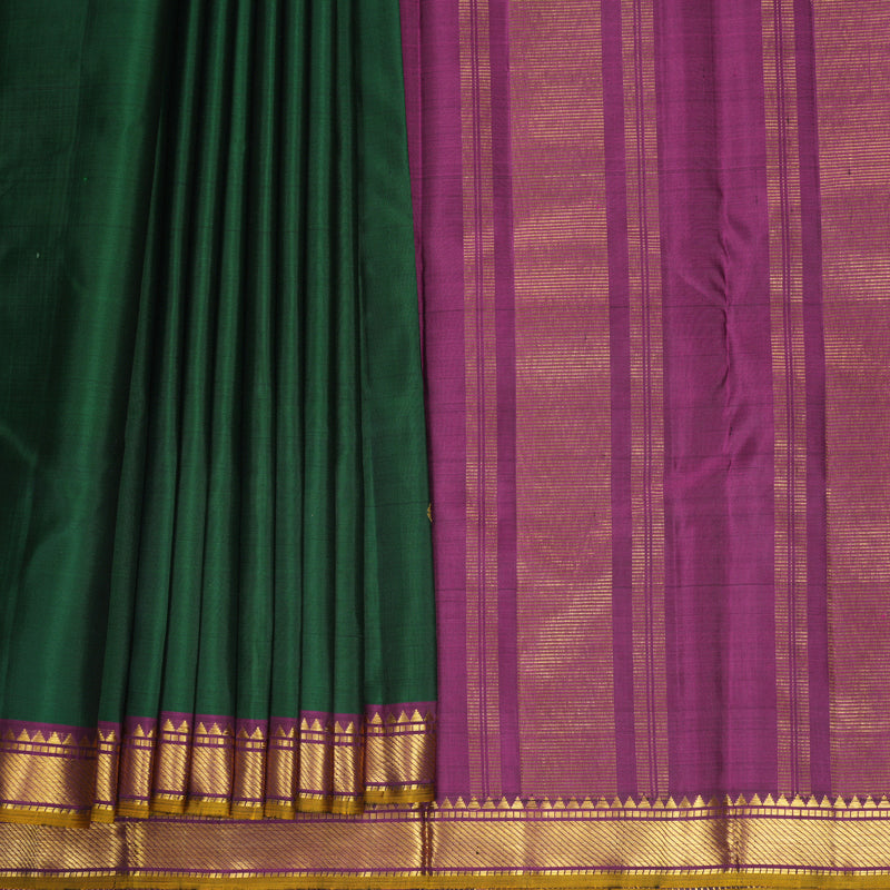 Hayagrivas Handloom Bottle Green Kanjivaram Silk Saree KBF1002I1-2