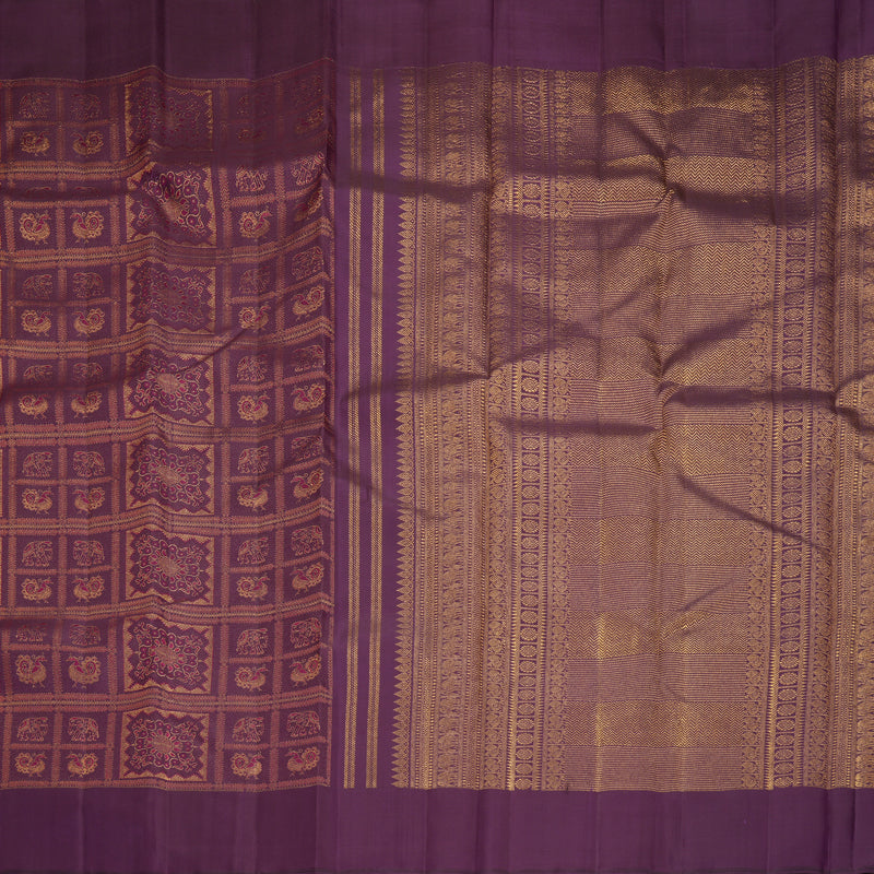 Hayagrivas Handloom Plum Purple Kanjivaram Silk Saree KBF1003I1-2