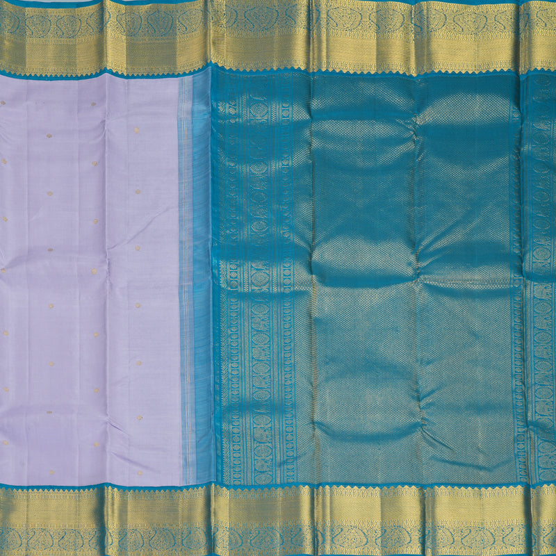 Hayagrivas Handloom Lilac Kanjivaram Silk Saree with Rama Blue Border KBF1004I1-1
