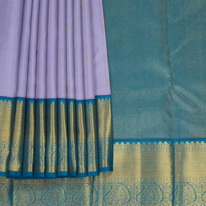 Hayagrivas Handloom Lilac Kanjivaram Silk Saree with Rama Blue Border KBF1004I1-1