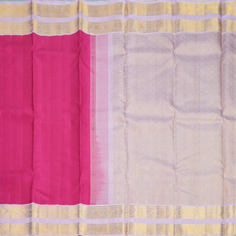 Hayagrivas Handloom Rani Pink Kanjivaram Silk Saree with Lilac Border KBF1004I2-1