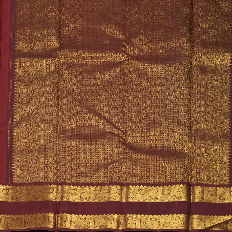 Hayagrivas Handloom Red Kanjivaram Silk Saree with Brown Border KBF1004I2-2