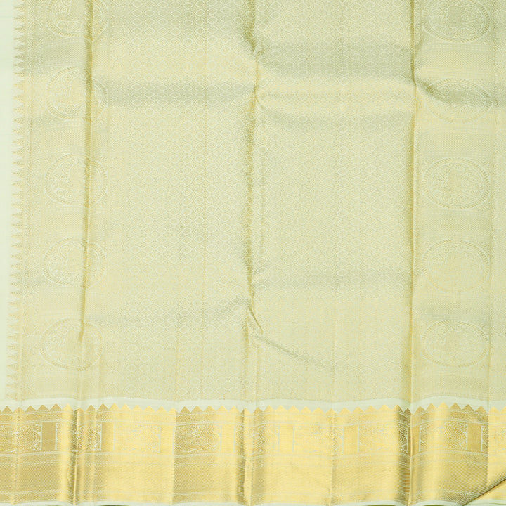 Hayagrivas Handloom Meenakshi Green Kanjivaram Silk Saree with Pista Green Border KBF1004I2-3