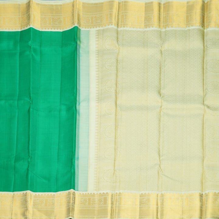 Hayagrivas Handloom Meenakshi Green Kanjivaram Silk Saree with Pista Green Border KBF1004I2-3