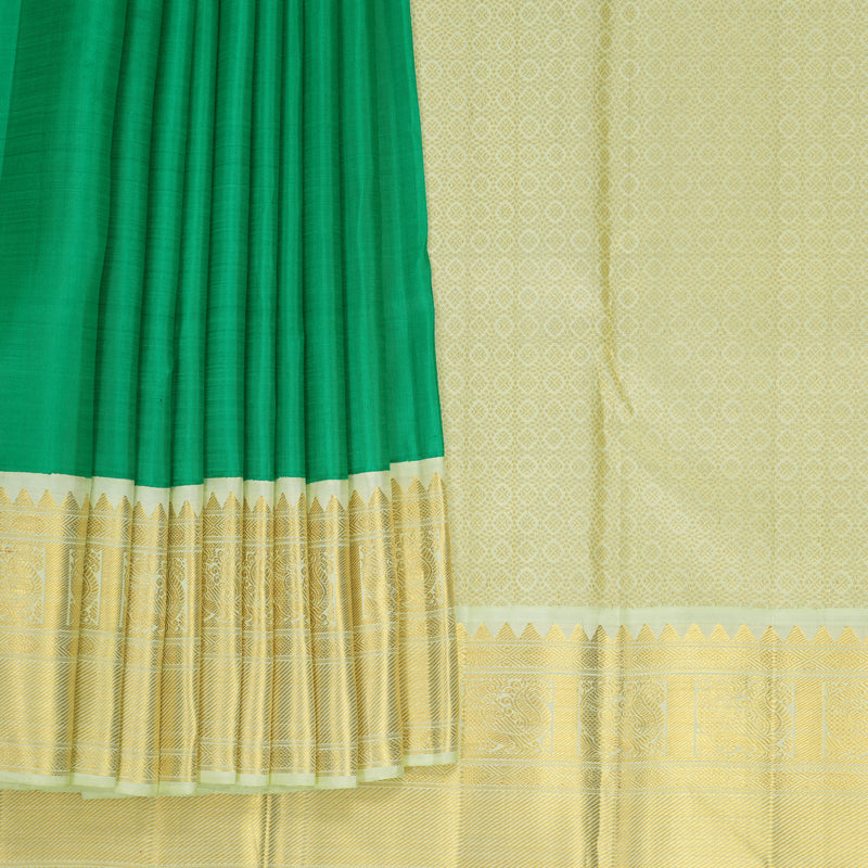 Hayagrivas Handloom Meenakshi Green Kanjivaram Silk Saree with Pista Green Border KBF1004I2-3