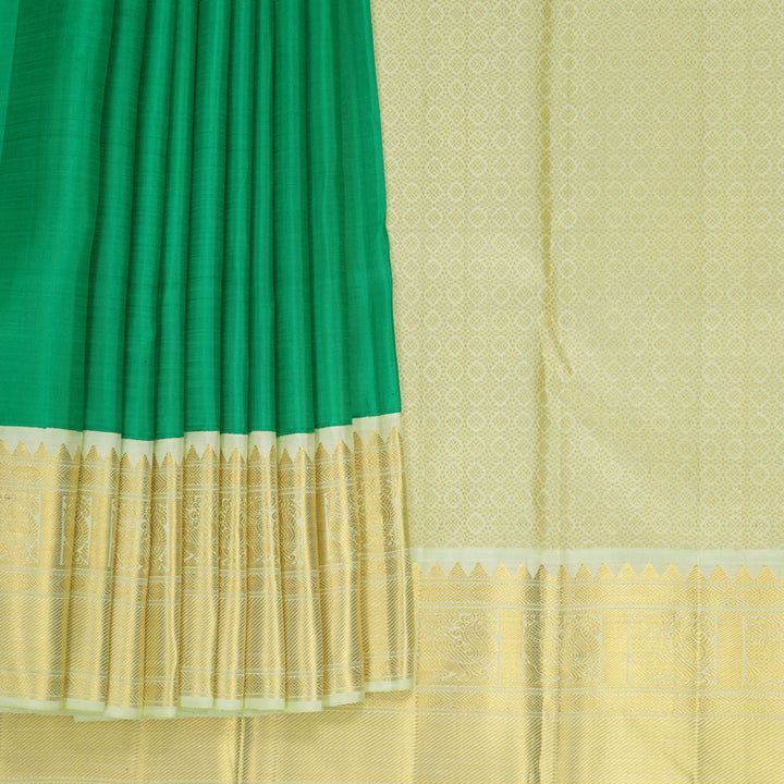 Hayagrivas Handloom Meenakshi Green Kanjivaram Silk Saree with Pista Green Border KBF1004I2-3