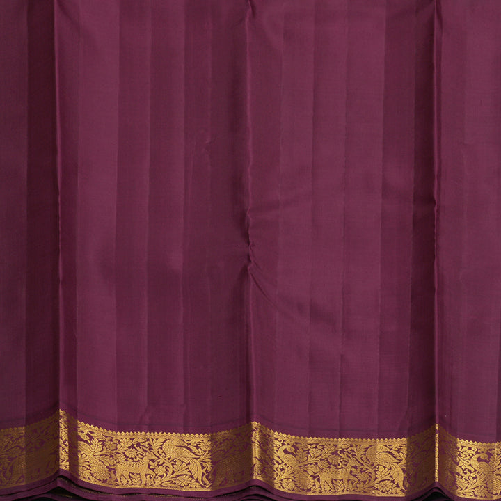 Hayagrivas Handloom MS Blue Kanjivaram Silk Saree with Burgundy Border KBF1004I3-1
