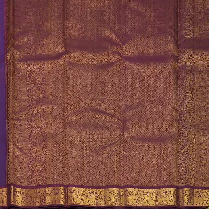 Hayagrivas Handloom MS Blue Kanjivaram Silk Saree with Burgundy Border KBF1004I3-1