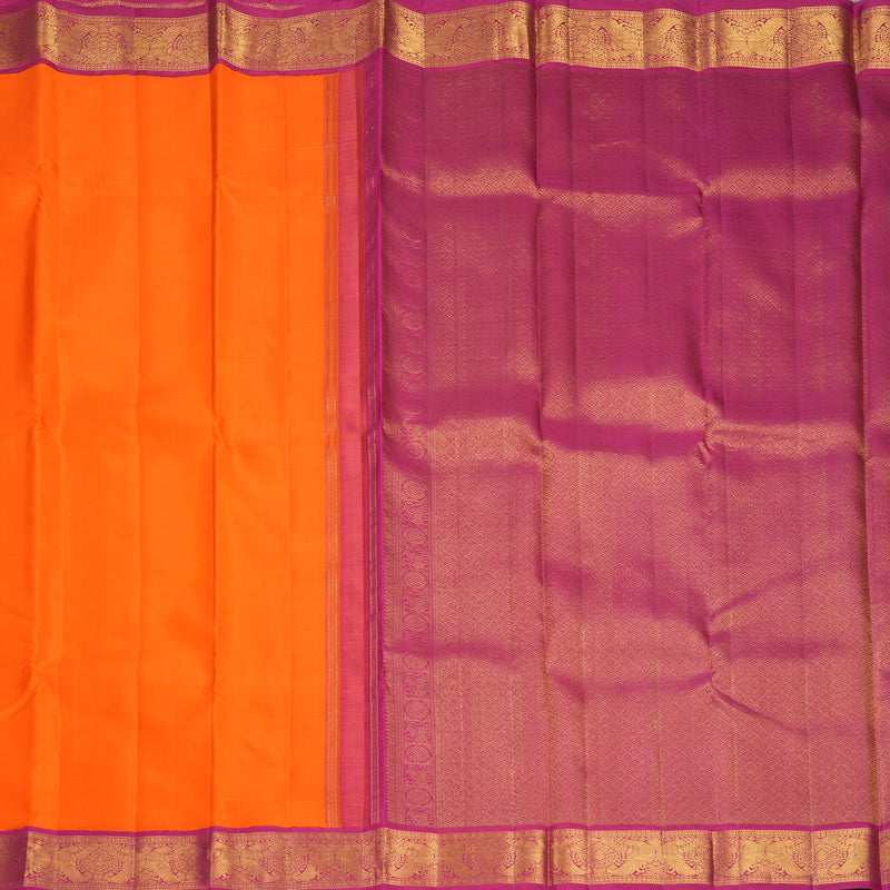 Hayagrivas Handloom Fanta Orange Kanjivaram Silk Saree with Pink Border KBF1004I4-1