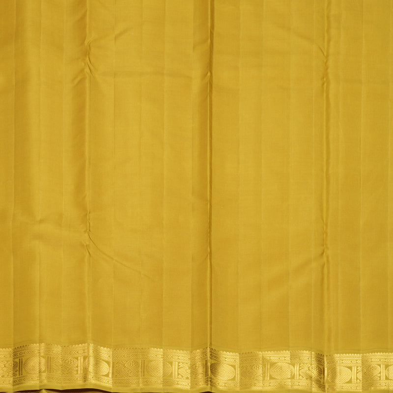 Hayagrivas Handloom Kanakambaram Orange Kanjivaram Silk Saree with Sampanga Yellow Border KBF1004I4-2
