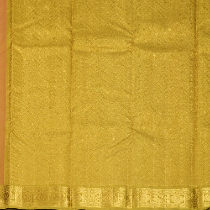 Hayagrivas Handloom Kanakambaram Orange Kanjivaram Silk Saree with Sampanga Yellow Border KBF1004I4-2