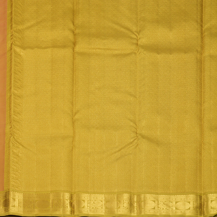 Hayagrivas Handloom Kanakambaram Orange Kanjivaram Silk Saree with Sampanga Yellow Border KBF1004I4-2