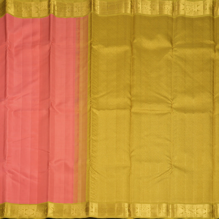 Hayagrivas Handloom Kanakambaram Orange Kanjivaram Silk Saree with Sampanga Yellow Border KBF1004I4-2