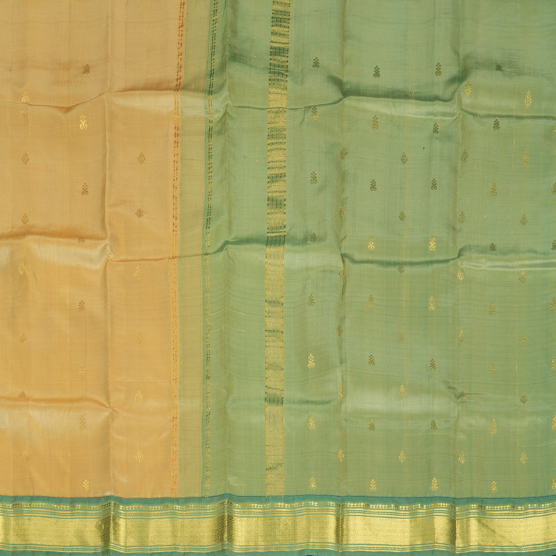 Hayagrivas Beige Pure One-sided Border Kanjivaram Silk Saree KBF1005I1-1