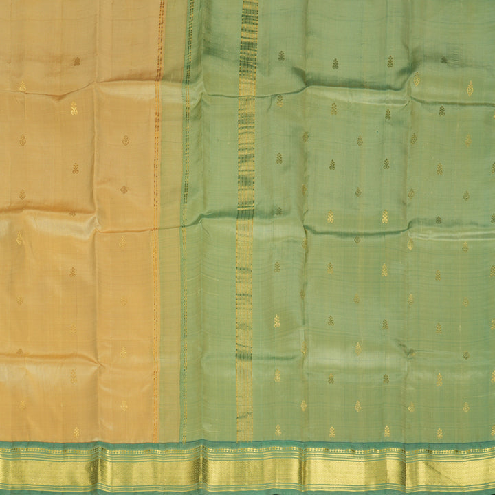 Hayagrivas Beige Pure One-sided Border Kanjivaram Silk Saree KBF1005I1-1
