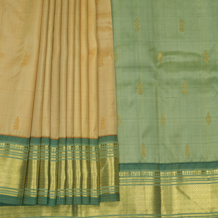 Hayagrivas Beige Pure One-sided Border Kanjivaram Silk Saree KBF1005I1-1
