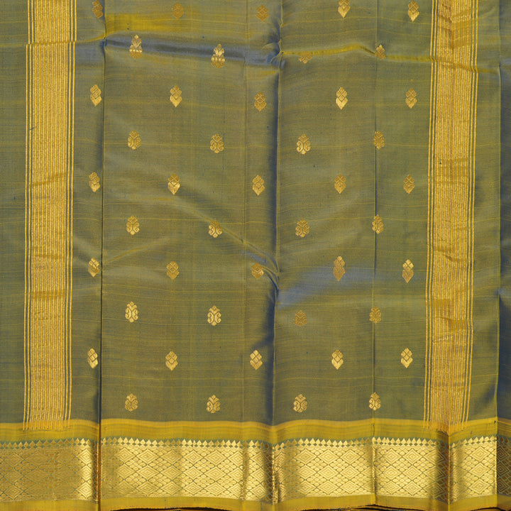 Hayagrivas Deep Ink Blue Pure One-sided Border Kanjivaram Silk Saree KBF1005I1-10