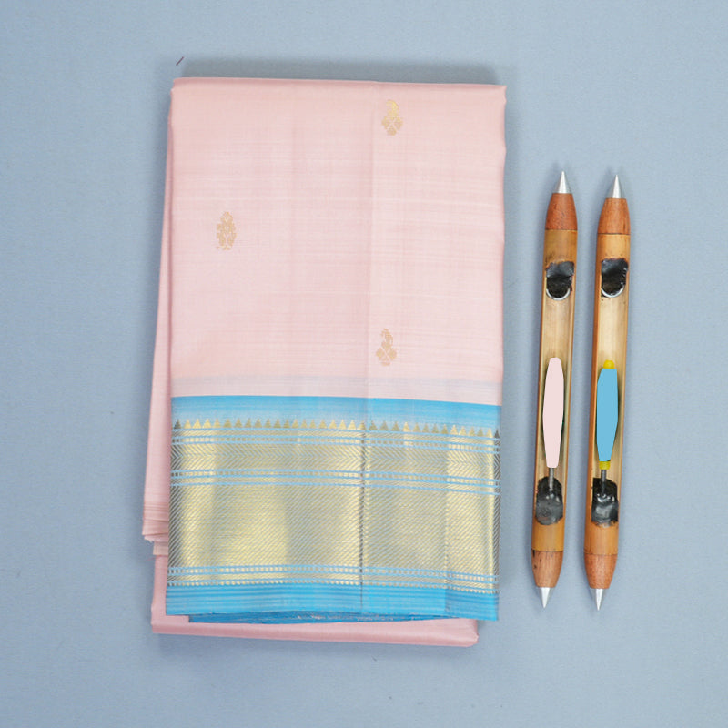 Hayagrivas Mild Peach Pure One-sided Border Kanjivaram Silk Saree KBF1005I1-14