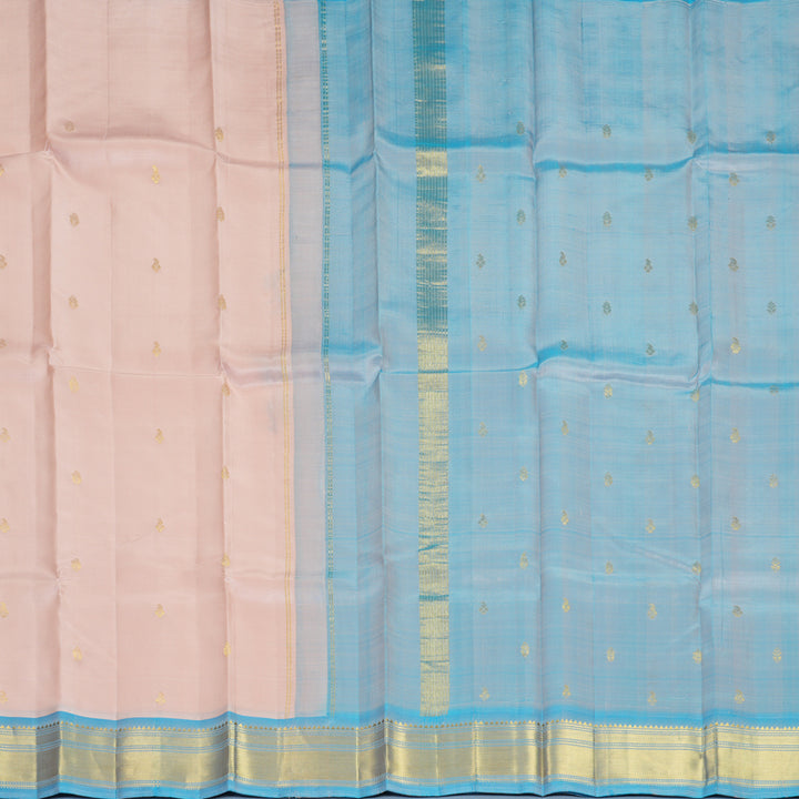 Hayagrivas Mild Peach Pure One-sided Border Kanjivaram Silk Saree KBF1005I1-14
