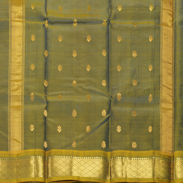 Hayagrivas Peacock Blue Pure One-sided Border Kanjivaram Silk Saree KBF1005I1-17