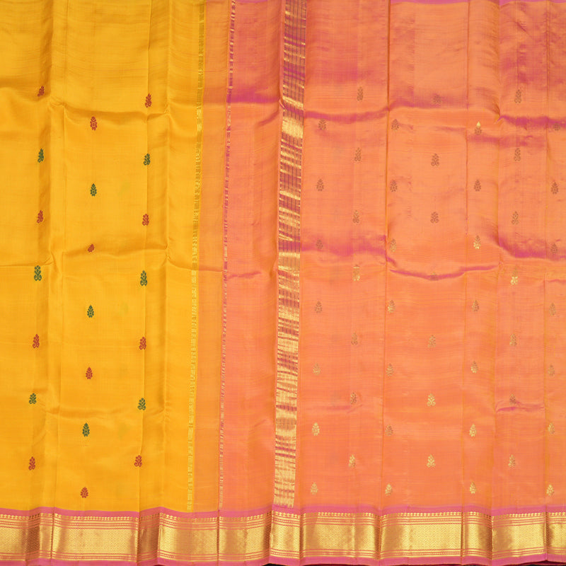 Hayagrivas Yellow Pure One-sided Border Kanjivaram Silk Saree KBF1005I1-20