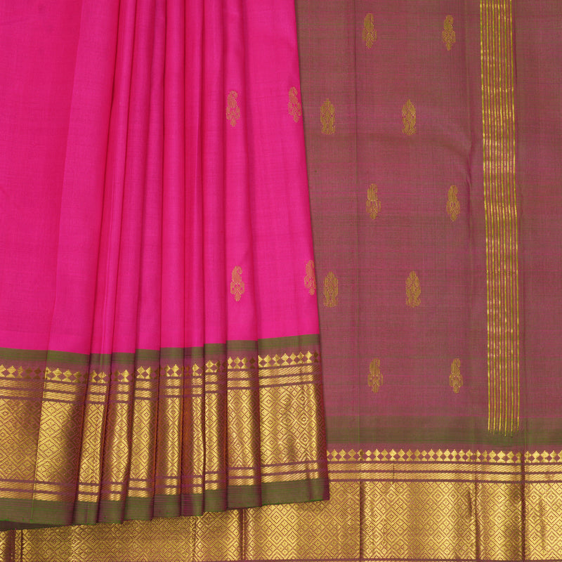 Hayagrivas Rani Pink Pure One-sided Border Kanjivaram Silk Saree KBF1005I1-22