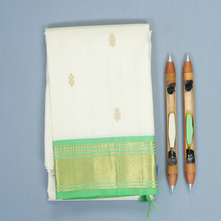 Hayagrivas Milk White Pure One-sided Border Kanjivaram Silk Saree KBF1005I1-23