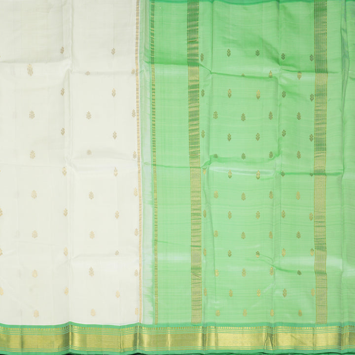 Hayagrivas Milk White Pure One-sided Border Kanjivaram Silk Saree KBF1005I1-23