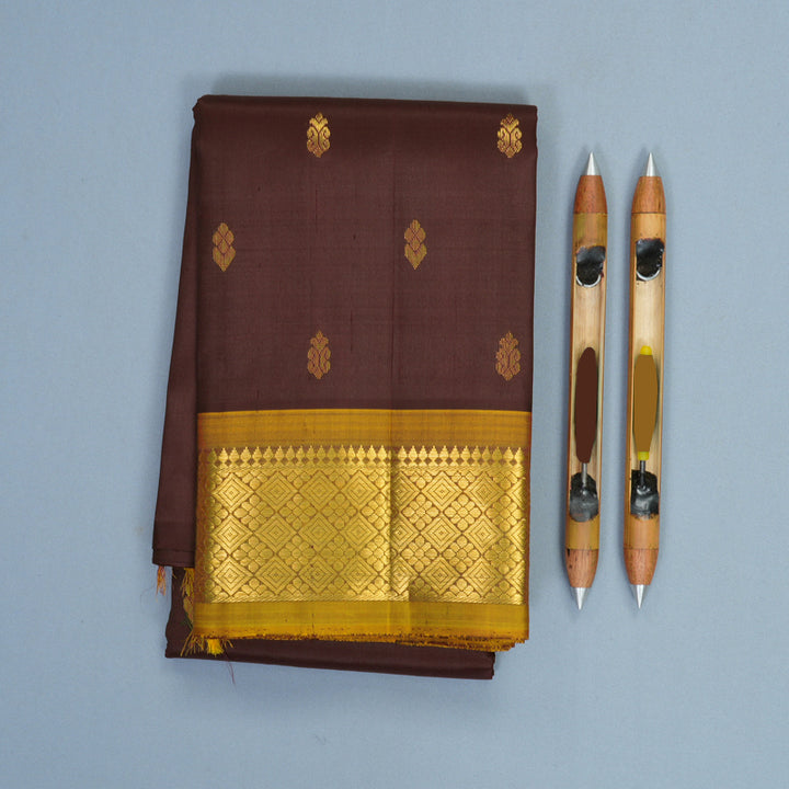 Hayagrivas Deep Snuff Pure One-sided Border Kanjivaram Silk Saree KBF1005I1-27