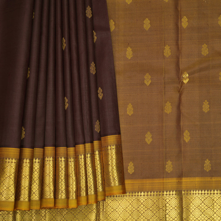 Hayagrivas Deep Snuff Pure One-sided Border Kanjivaram Silk Saree KBF1005I1-27
