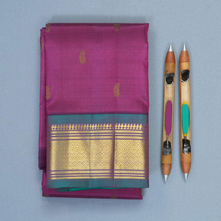 Hayagrivas Purple Pure One-sided Border Kanjivaram Silk Saree KBF1005I1-33