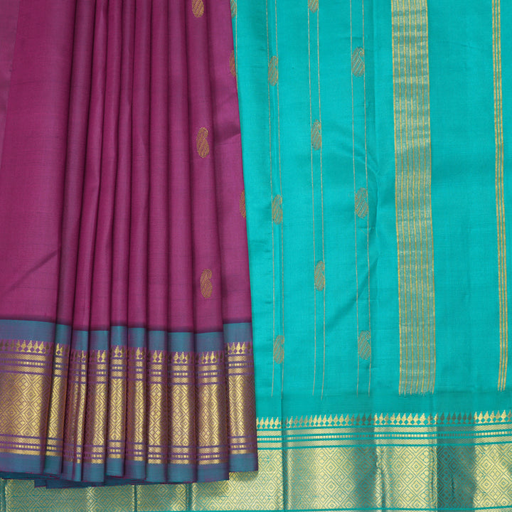 Hayagrivas Purple Pure One-sided Border Kanjivaram Silk Saree KBF1005I1-33