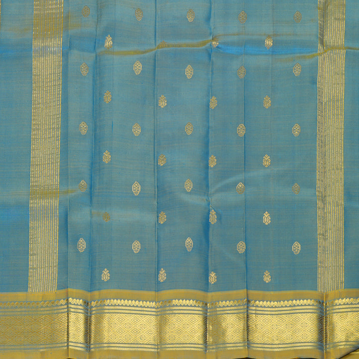 Hayagrivas Blue-Purple Pure One-sided Border Kanjivaram Silk Saree KBF1005I1-39