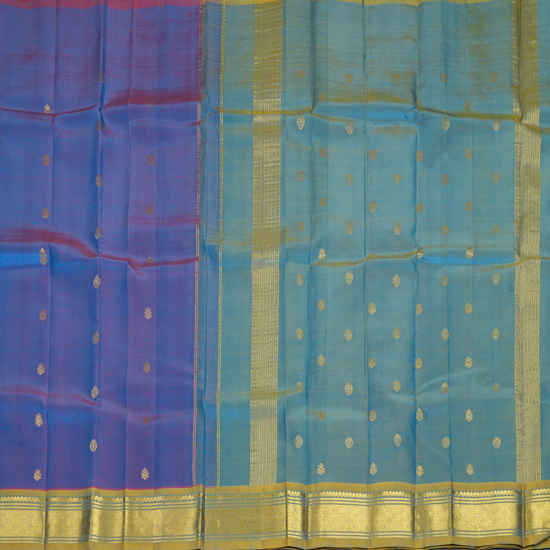 Hayagrivas Blue-Purple Pure One-sided Border Kanjivaram Silk Saree KBF1005I1-39