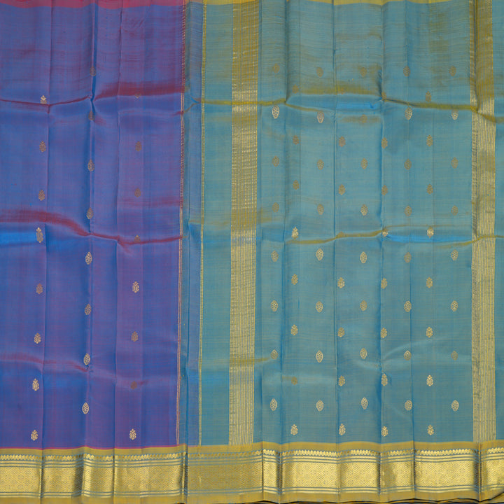 Hayagrivas Blue-Purple Pure One-sided Border Kanjivaram Silk Saree KBF1005I1-39